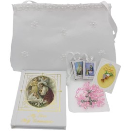 Girls First Communion Gift Set Purse, Missal, Rosary and Pouch, Scapular, Chalice Pin, Gift Box