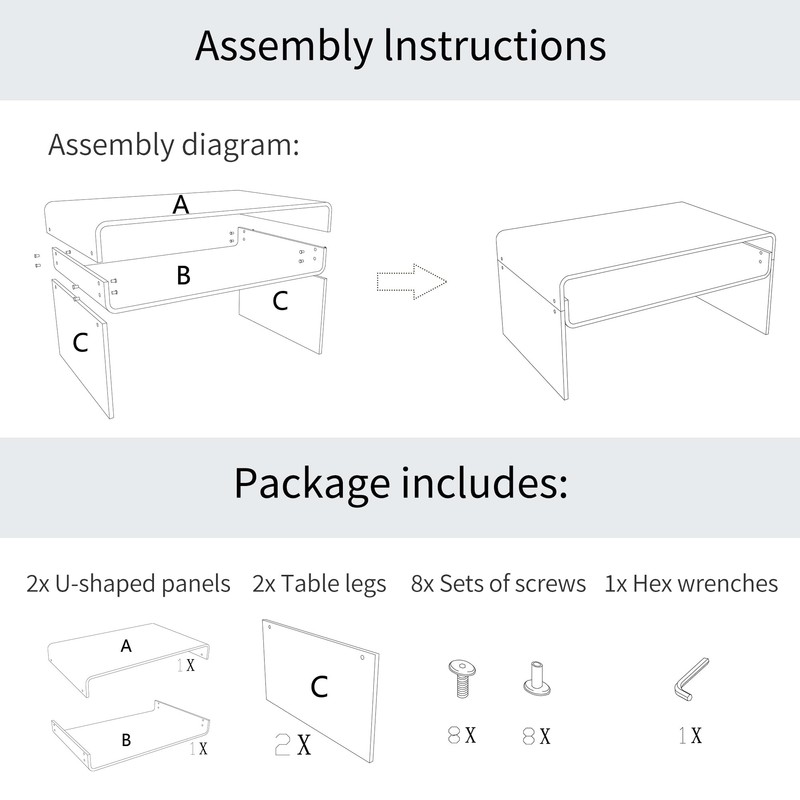 solaround Acrylic Coffee Table for Living Room Clear Rectangle Lucite