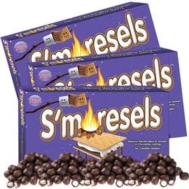 S'moresels Marshmallow and Graham Cracker Chocolate Bites Movie Theater Candy, Individually Boxed Candies for Gift Baskets and Movie Nights, Pack of 3, 3.1 Ounces Each