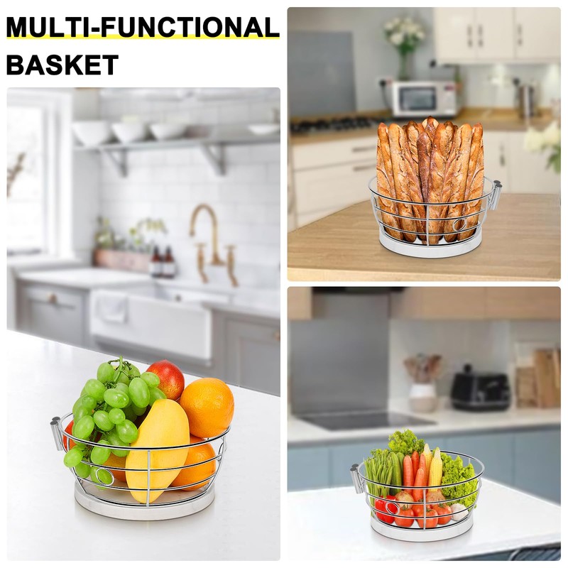 Livabber Countertop Fruit Basket Bowl with Banana Hanger, Modern Standing