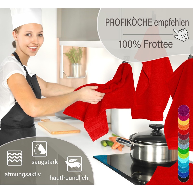 Lashuma Linz Terry Kitchen Towels Red Cotton Tea Towels 50