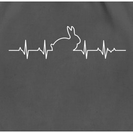 Shirtracer - Animals guinea pigs rabbit etc. - Heartbeat rabbit - Gym bag and fabric bag made of cotton, 3 Dark Grey, Einheitsgröße