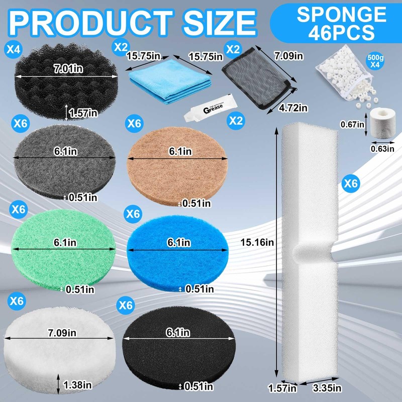 Threlaco 28 Pcs Compatible with Fluval Fx2/fx4/fx5/fx6 Replacement Filter Media