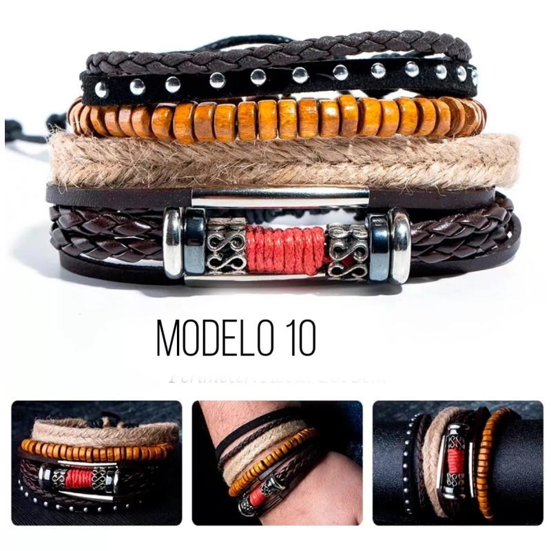 Veraly Pulsera Cuero Boho Vintage Multicapa Caballero Variedad