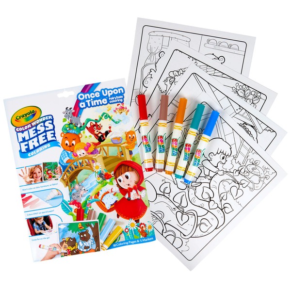 Crayola Color Wonder Fairytales, Mess Free Coloring Pages & Markers, Gift for Kids, Age 3, 4, 5, 6, Multi