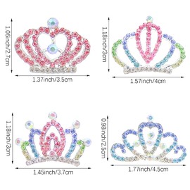 8 PCS Mini Crystal Rhinestone Princess Crown Hair Comb, Shiny Rhinestone Tiara for Girls Princess Birthday Party Supplies Hair Dectoration