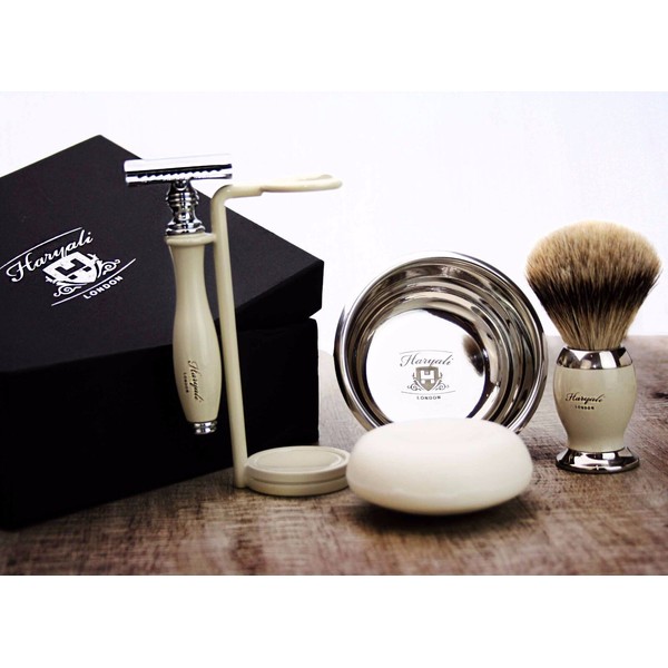 Classic Grooming & Shaving Set  DE Safety & Silver Tip Badger Brush | Men's Gift