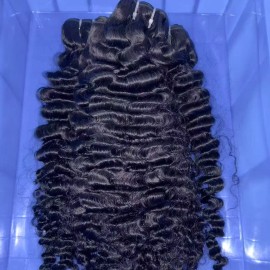 High Quality Hot Selling 100% Vietnamese Raw Hair Natural Wavy Human Hair Extensions Hair Vendorsstyle: wave curl, color: Black, Stretched Length: 18 in