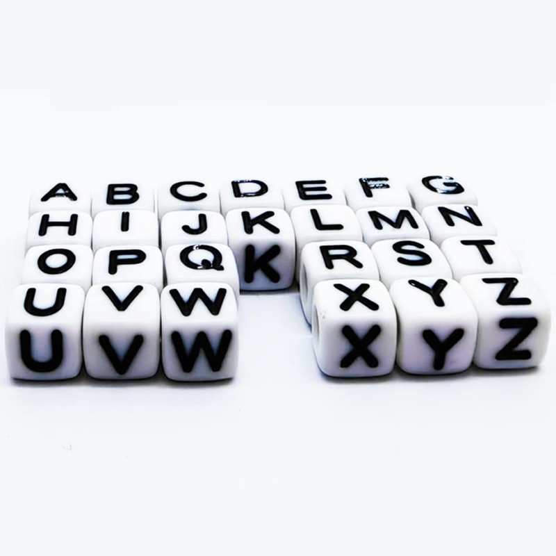 700 Pcs 6mm White Letter Cube Beads Bulk A-Z Craft