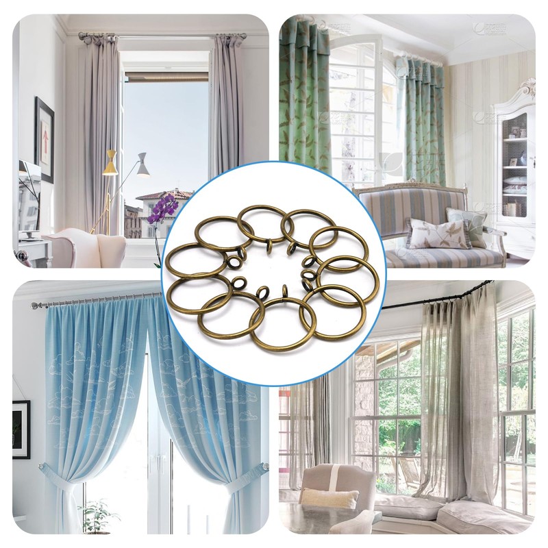 AMZSEVEN 44 Pack Curtain Rings with Eyelets, Metal Drapery Rings