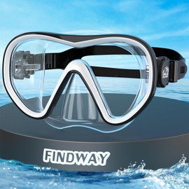 Findway Taucherbrille Kinder,Schwimmbrille Schnorchelmaske Kinder mit Nasenschutz,Geeignet für Kinder im Alter von 4-16 Jahren, 180° HD-Panoramablick, Wasserdichte und Beschlagfreie Tauchmaske Kinder