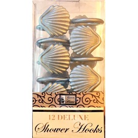 Better Home 12 Sea Shell Deluxe Shower Hooks S Shaped Fun Design Curtain Rings (Silver)