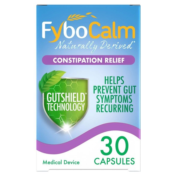 FyboCalm Constipation Relief, Naturally Derived, 30 Capsules, Long Lasting Relief, IBS, Gluten Free, Lactose Free, Relieve and Prevent Gut Symptoms Recurring