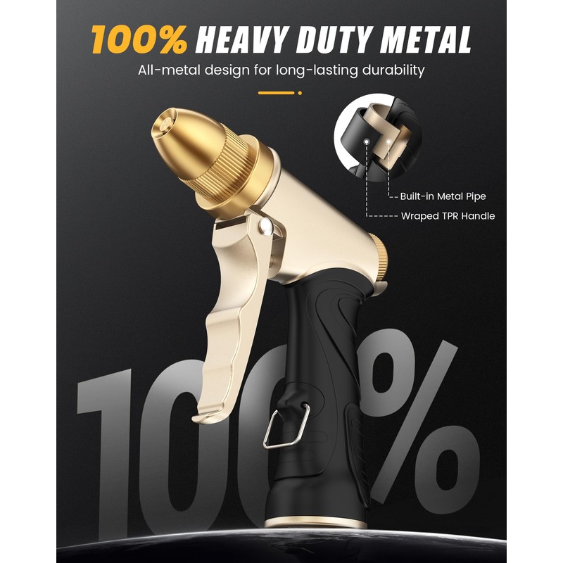 RAINPOINT Garden Hose Nozzle, Upgraded Heavy Duty Metal Spray Nozzle,