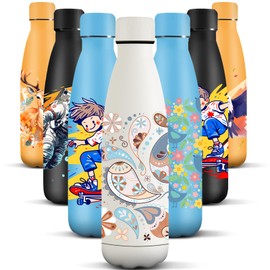 HoneyHolly Stainless Steel Water Bottle, 500 ml, BPA-Free, Thermos Flask, Double-Walled, Water Bottle, Stainless Steel, Leak-Proof, 18/8 Stainless Steel, Thermos Flask for Sports, Camping,