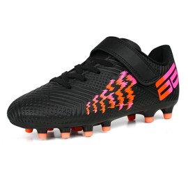 JABASIC Firm Ground Football Boots for Boys and Girls, black