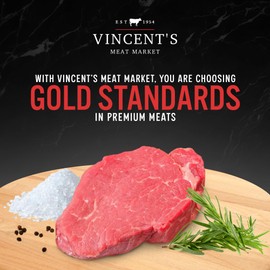 Vincent's Meat Market Filet Mignon Master-Cut Perfection, Premium Beef, Hand-Selected, Super Trimmed, 6 oz Steaks – Indulge in Unmatched Flavor and Quality - 1.5 lb (4 packs - 6 oz each)