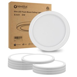 NOVELUX 5.4 inch Flush Mount LED Ceiling Light 5000K Daylight, Ultra Slim 0.63" Thick Round Flat Ceiling Lamp 8 Pack Dimmable Small Ceiling Light for Basement, Bedrooms, Kitchen, Bathroom ETL Listed