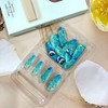 TBRZTR 24Pcs Almond Tip Press on Nails Medium Length Blue