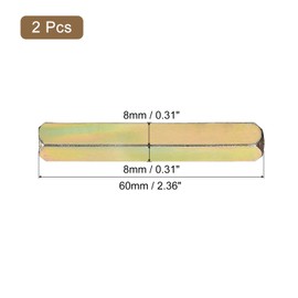 sourcing map 2Pcs Door Knob Spindle, Spare Door Handle Spindle Bar, 60mm Long Door Spindle Replacement Door Handle Parts, Gold