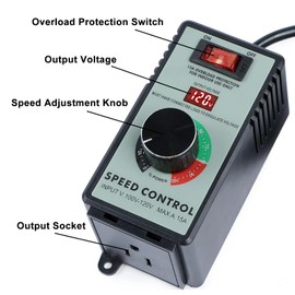 AC Motor Speed Controller 120V 15A Variable Speed Controller & Fan Speed Controller, Electronic Voltage Regulator for Electric Motors with Overload Protection, LED Display for Precise Control