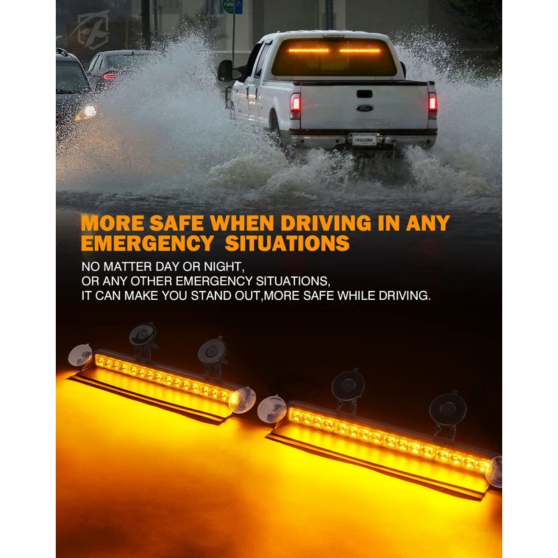 Xprite 2x16" Emergency Dash Strobe Lights, 22 Modes & Stable
