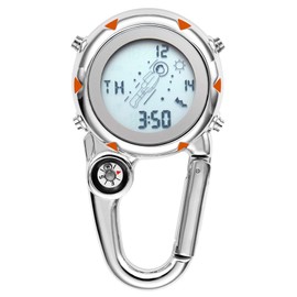 JewelryWe Carabiner Watch Digital Pocket Watch with Carabiner Digital Watch Electronic Watch for Doctors Nurses Paramedics Outdoor, Type 2 - A, Strap.