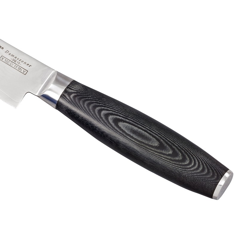 GRÄWE Damaszener Santokumesser 12 cm - Damast-Küchenmesser mit 65-lagiger Klinge