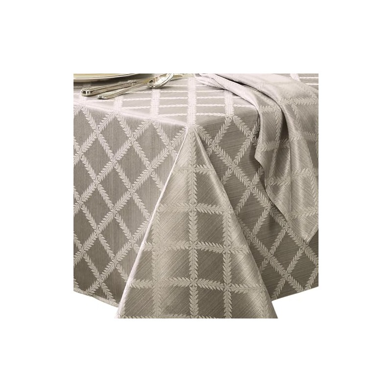 Lenox Laurel Leaf Tablecloth, Platinum, 70"W x 144"L