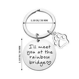 CGBOOM Keychain Pet Memorial Pet Loss Gift Pet Sympathy Gift for Dog Lovers Remembrance Pet Owner - “ I'll meet you at the rainbow Bridge ” with Footprint charm