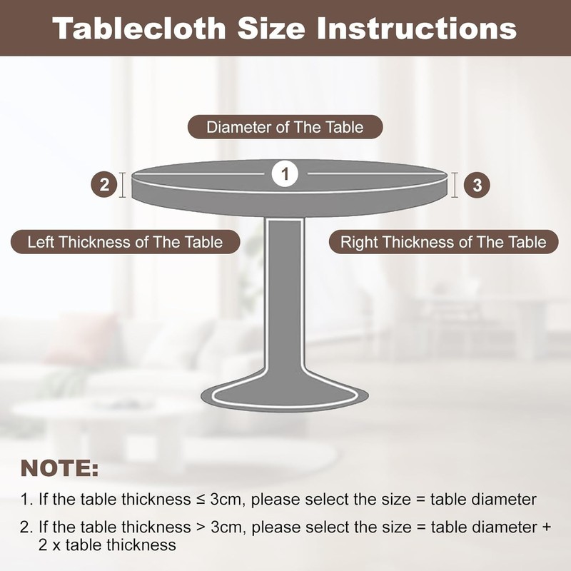 Transparent Round Tablecloth Weatherproof Garden Tablecloth Round with Elastic Band,