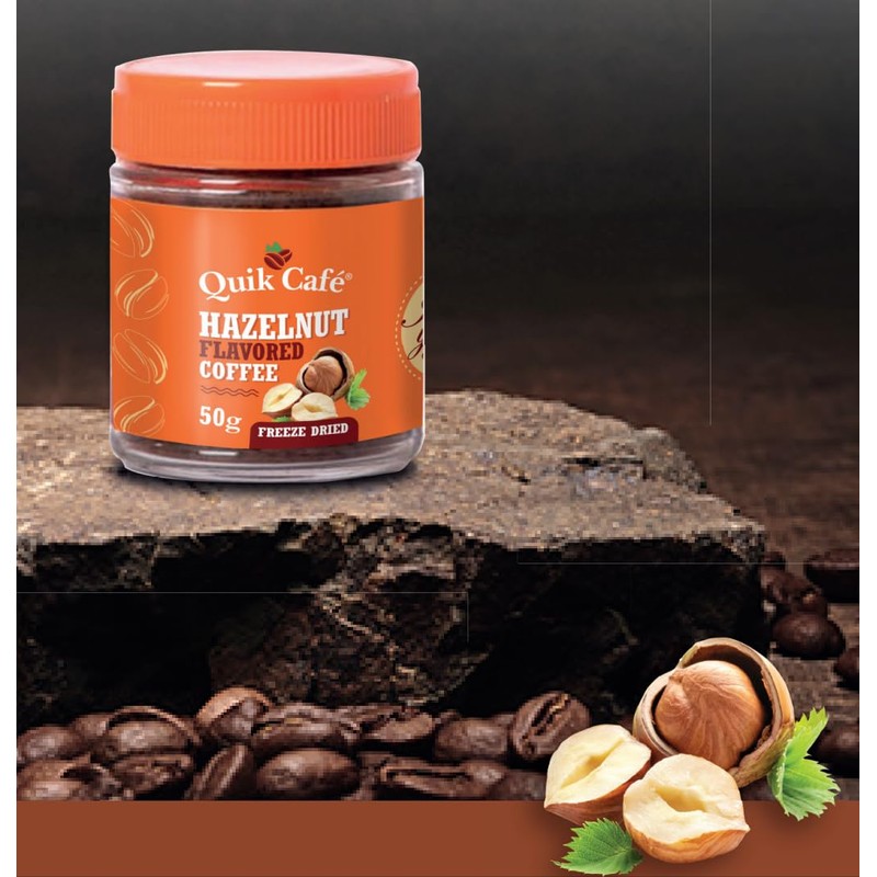 QuikCafe Freeze Died Hazelnut Coffee – 10 Count, Instant Herbal