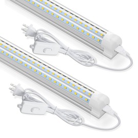 CNSUNWAY 2FT LED Shop Light, 24W 5000K Utility T8 LED Light Fixture, 3100LM Super Bright, D Shape, High Output, Linkable LED Light Tubes for Room, Garage, Workbench, Plug and Play, 2 Pack