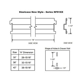 Steelcase Lateral File Bar for 36" Wide Filing Cabinet - for Steelcase Cabinets Series 100, 200, 800, & 900 Manufactured After 5-5-97 - Metal Rail Insert for Lateral Filing (4-Pack)