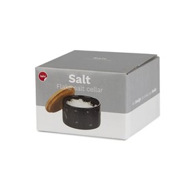 balvi Salt Container for Salt Flakes Colour Black Salt Shaker with Lid for Kitchen Ceramic/Bamboo