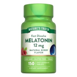 Melatonina Natures Truth 12 Mg 150 Tabletas Sabor Baya                                                                                                