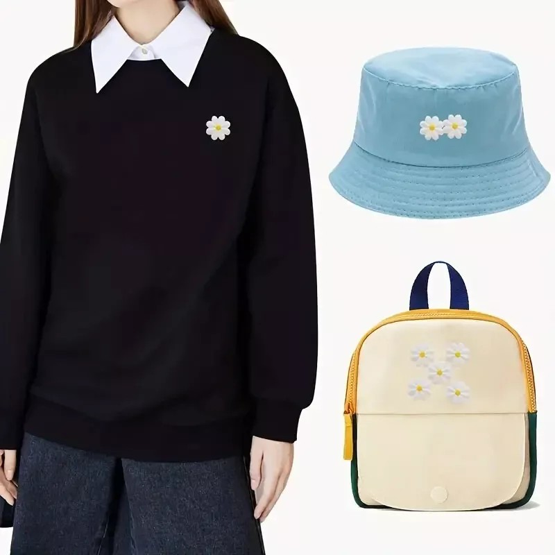 1 pcs IRON ON PATCH APPLIQUE DAISY 1 1/2" white/