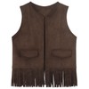 Spring&Gege Kids Suede Fringe Vest 70s Cowboy Cowgirl Western Faux