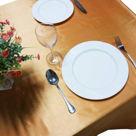 TINWARM 90 x 132 Inch Rectangle Satin Tablecloth for Wedding Birthday Party Event Decoration - Gold