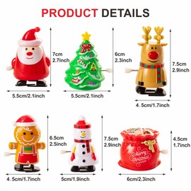 ZSYIULIA 6 Pack Christmas Wind Up Toys for Boys Girls Kids, Christmas Novelty Shake Head Walking Clockwork Toy, Santa Walking Toys for Kids Christmas Party, Kids Party Bag, Xmas Stocking Gifts