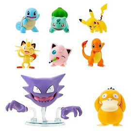 Pokemon Figuras de Batalla de 8 Unidades – Incluye Pikachu de 2", Bulbasaur de 2", Squirtle de 2", Charmander de 2", Meowth de 2", Jigglypuff de 2", Haunter de 3" y Psyduck de 3"