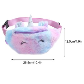 Merkts Cute Unicorn Waist Bag Cute Waist Bag Waist Pack Plush Gradient Chest Bag Girls Women Purple, Purple