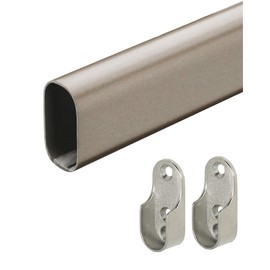 Gedotec Wardrobe Rail Metal Wardrobe Rail Clothes Cupboard Pipe 500 mm Furniture Pipe with Oval Bracket Cabinet Tube Titanium Grey 1 Piece Clothes Rail Wall Mounting with Rod Fixings