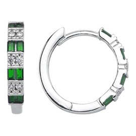 GARVIS Emerald CZ Earrings; Rhodium Plated 925 Sterling Silver: Elegance of Green Gemstone: For Women - Anniversary, Valentine’s Day, Birthday, Christmas, Jewelry Gift, Normal, Gemstone Cubic Zirconia