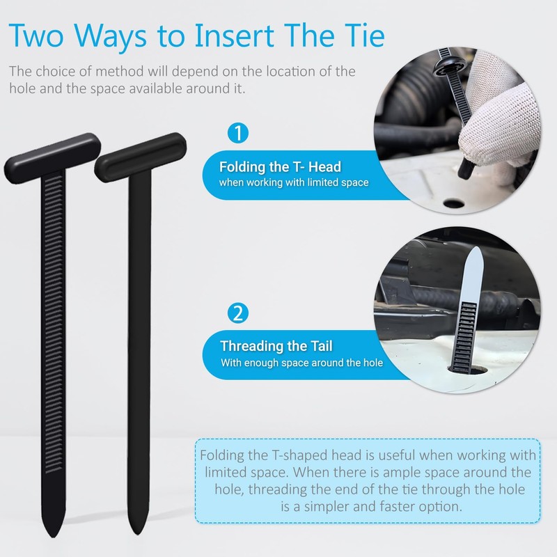 30PCS Nylon Universal Cable Tie Buckles, Multi-functional T Rivet Zip