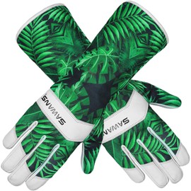 Leather Gardening Gloves Ladies Men/Women Short & Long Forearm Protection Thorn Proof Breathable Spandex Goatskin Leather Rose Pruning Garden Safety Work Gloves, Best Garden Gifts (Long Gloves, L)