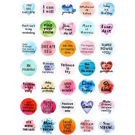 350 Pieces Inspiring Planner Stickers 1 Inch Round Motivational Stickers Encouraging Watercolor Stickers Self-Adhesive Positive Sayings Accents for Phone, Scrapbook, Laptops, Water Bottle
