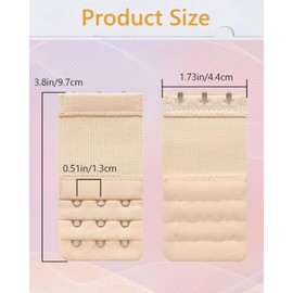 JELIEE 4 PCS Women's Bra Extenders 3 Hooks Stretchy Bra Extension Strap 3 Rows Elastic Bra Band Hook Bra Strap Extender Bra Extenders 3 Hooks Plus Size