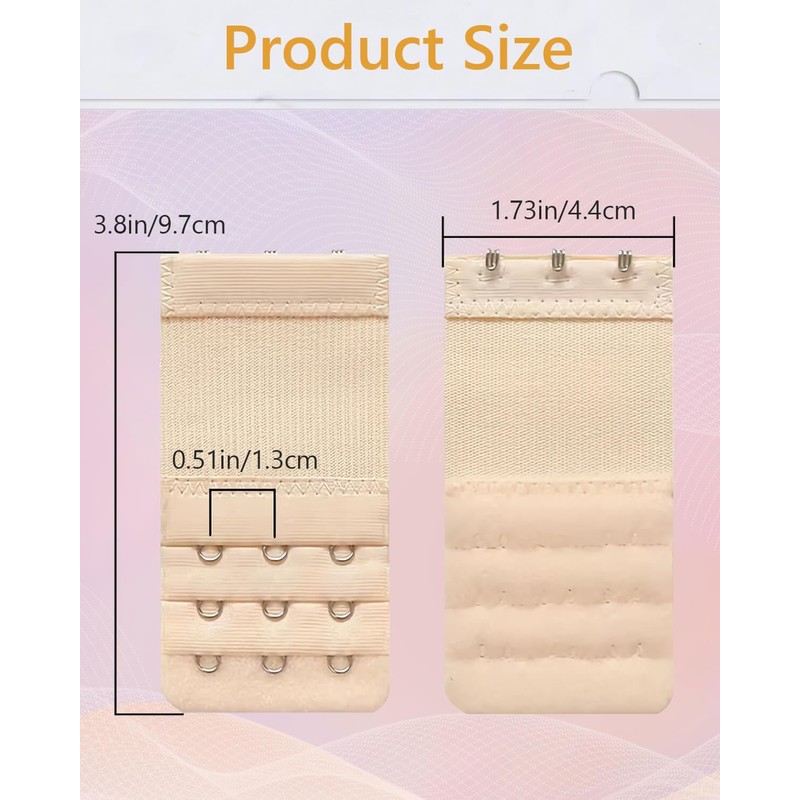 JELIEE 4 PCS Women's Bra Extenders 3 Hooks Stretchy Bra