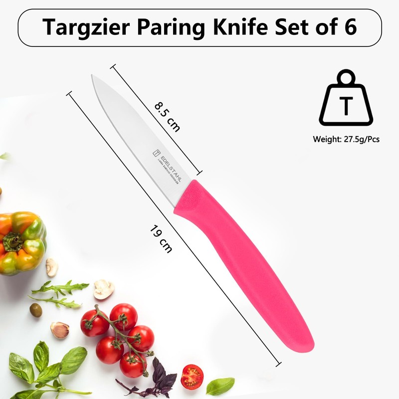 targzier Paring Knife,Stainless Steel Paring Knives Set of 6,Super Sharp